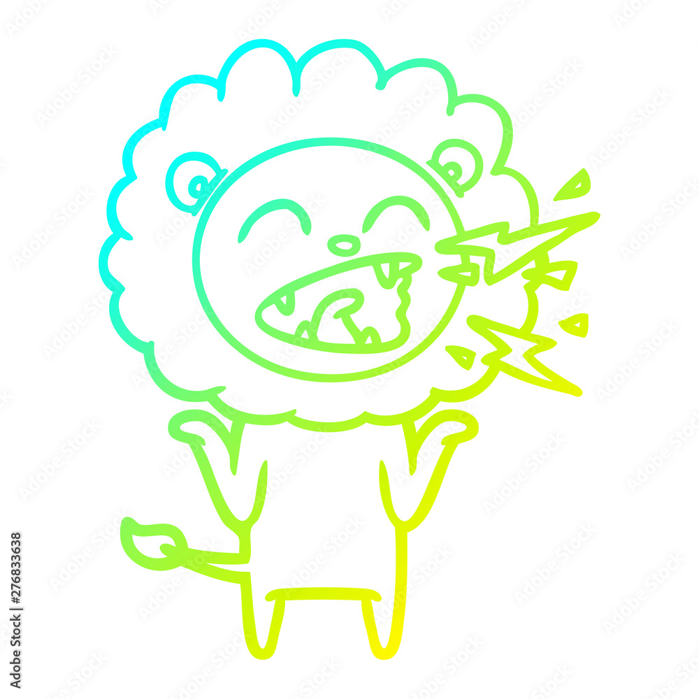 cold gradient line drawing cartoon roaring lion cold gradient line drawing cartoon roaring lion