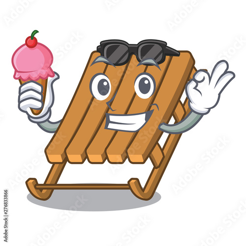 With ice cream ice sled on a the cartoon