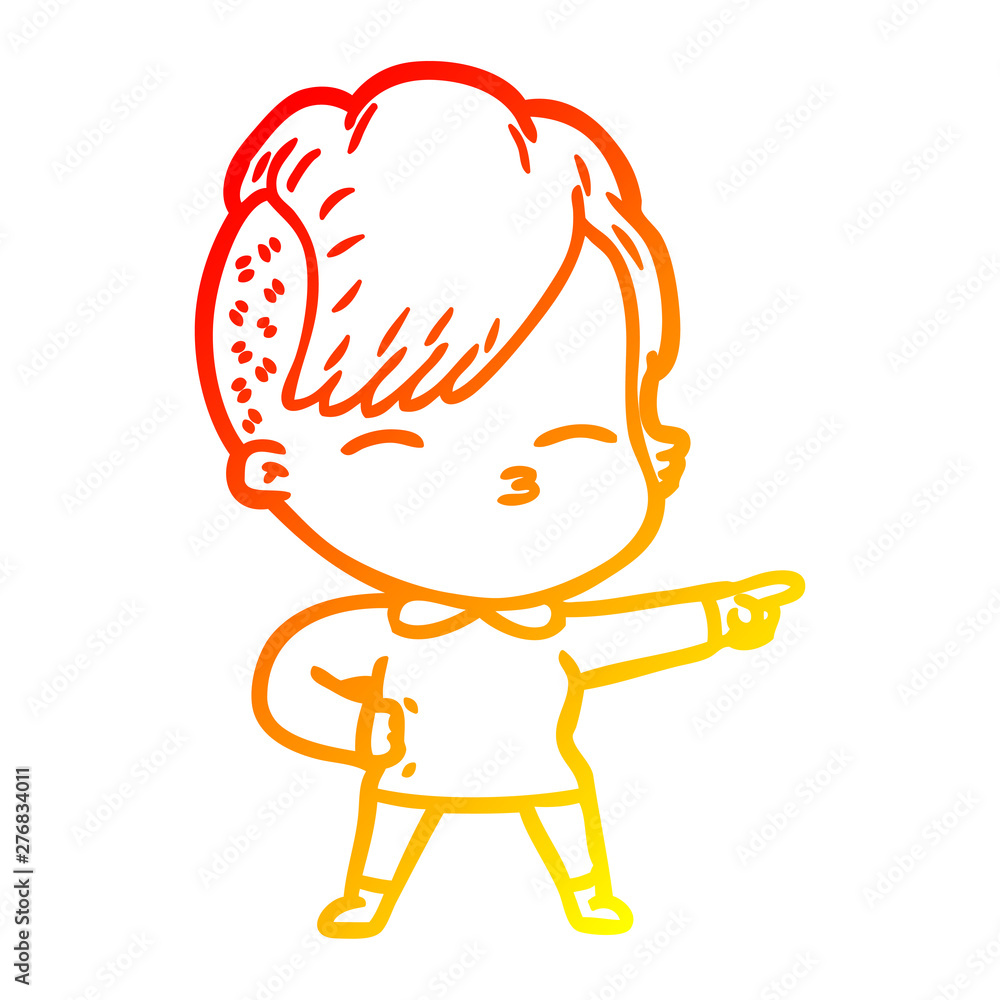 warm gradient line drawing cartoon squinting girl warm gradient line drawing cartoon squinting girl