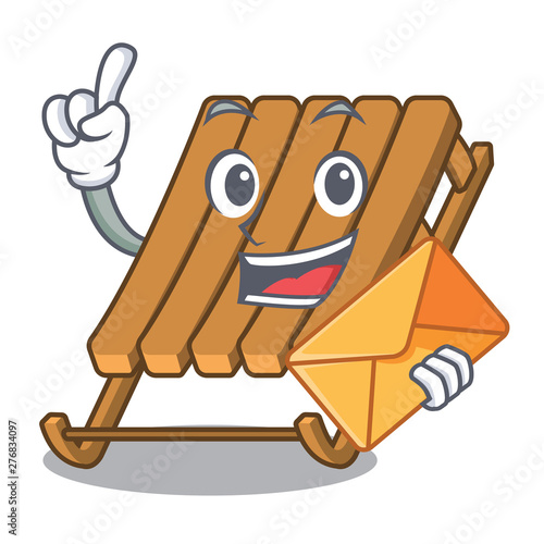 With envelope ice sled on a the cartoon