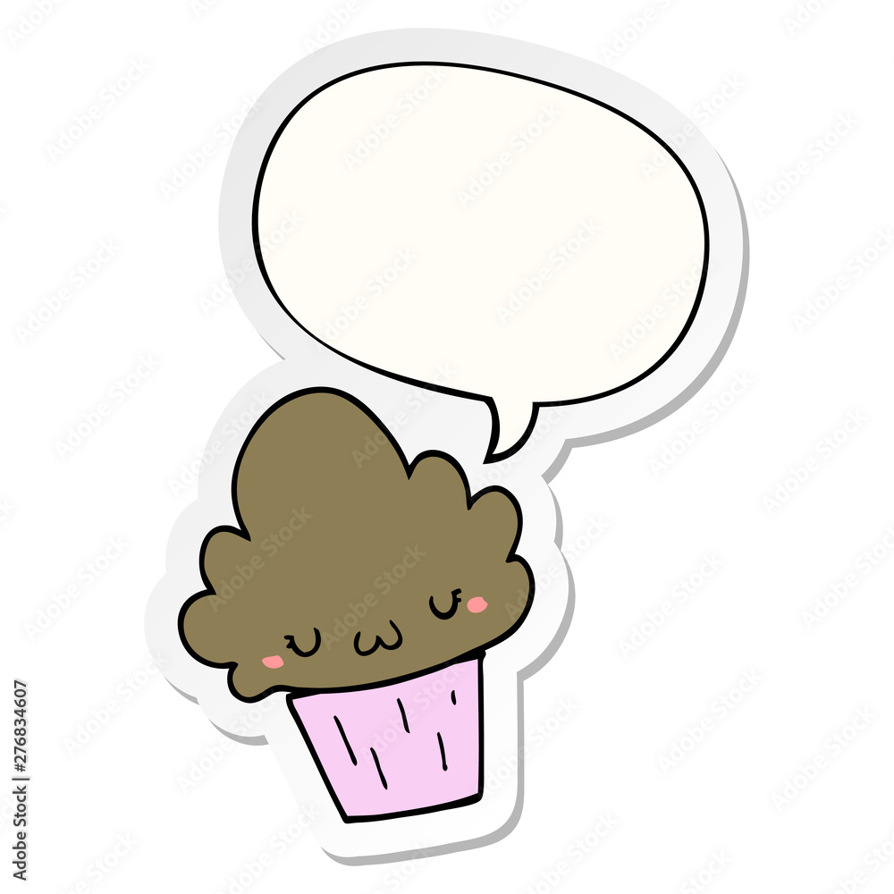 cartoon cupcake and face and speech bubble sticker cartoon cupcake and face and speech bubble sticker