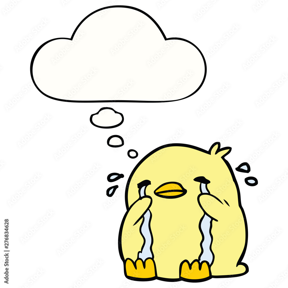 cartoon crying bird and thought bubble cartoon crying bird and thought bubble