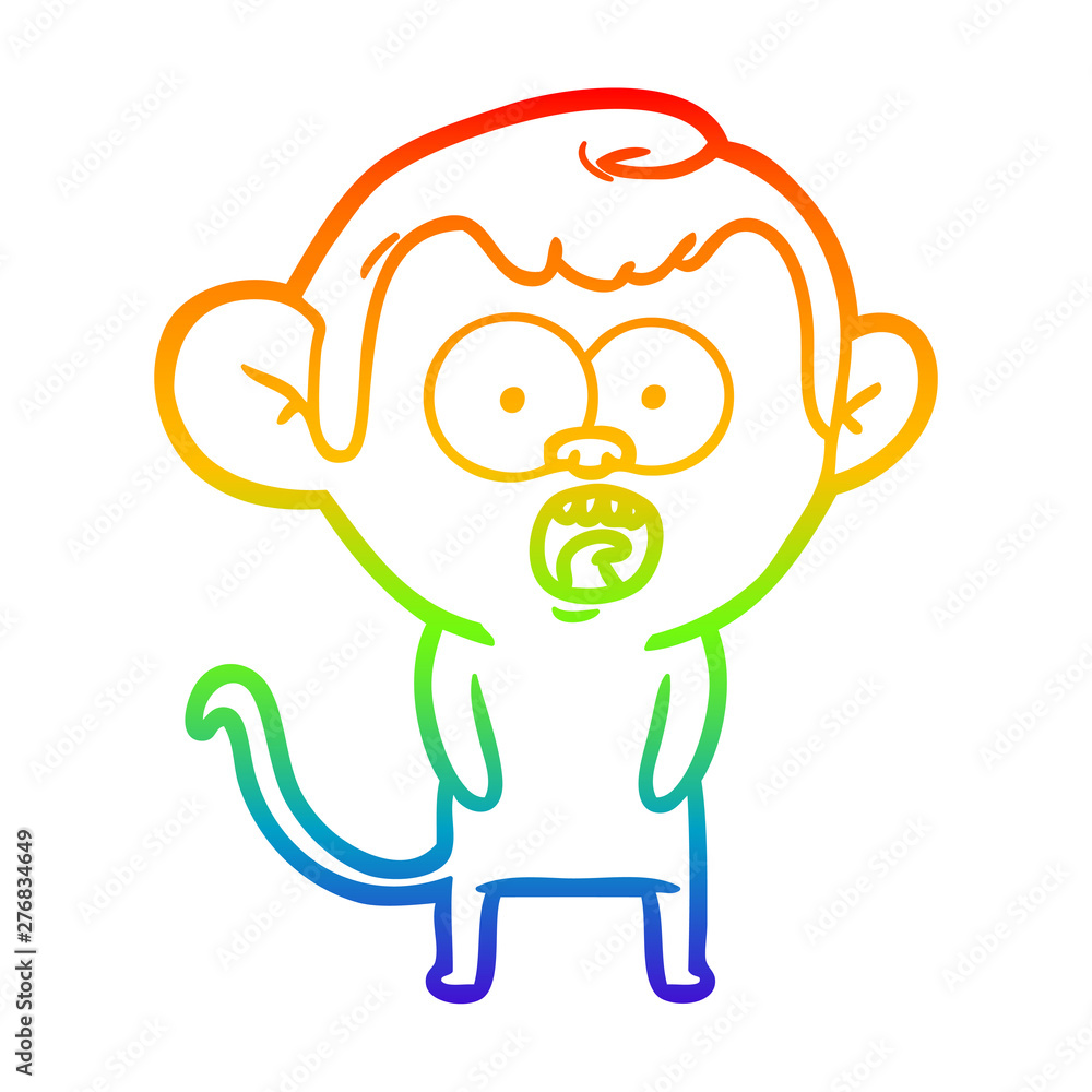 rainbow gradient line drawing cartoon shocked monkey rainbow gradient line drawing cartoon shocked monkey