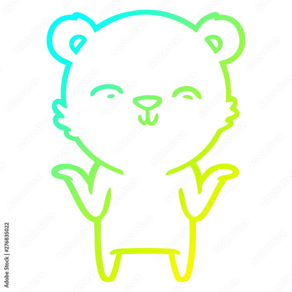 cold gradient line drawing happy cartoon polar bear shrugging shoulders cold gradient line drawing happy cartoon polar bear shrugging shoulders