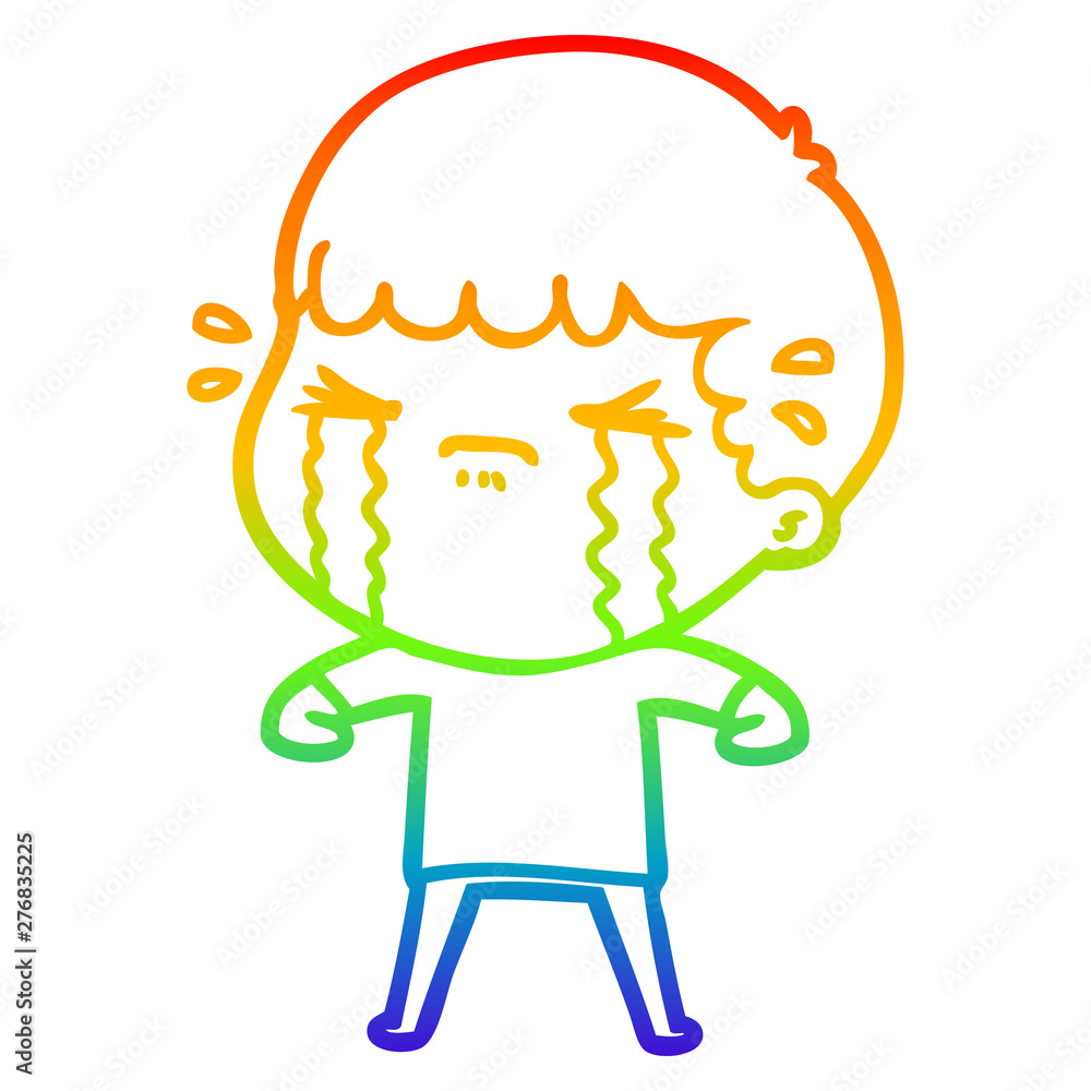 rainbow gradient line drawing cartoon man crying rainbow gradient line drawing cartoon man crying