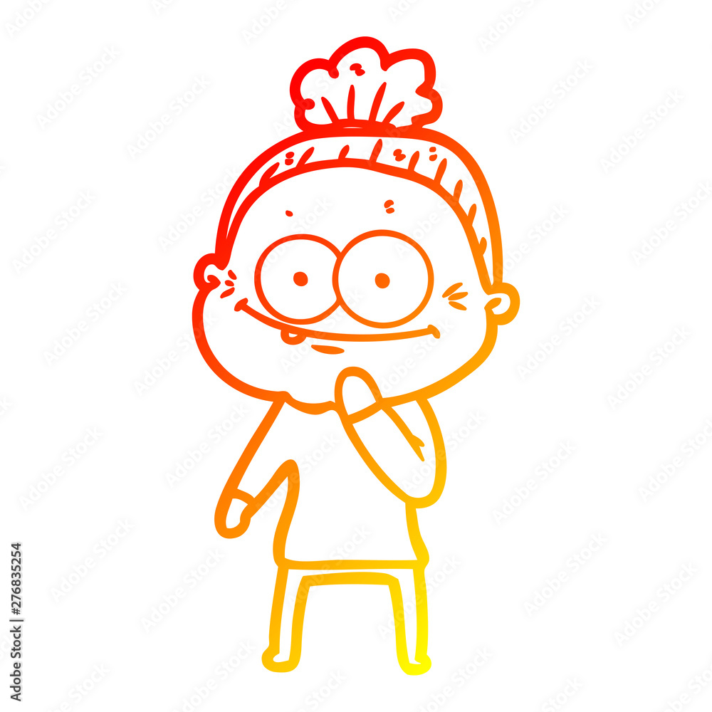 warm gradient line drawing cartoon happy old woman warm gradient line drawing cartoon happy old woman