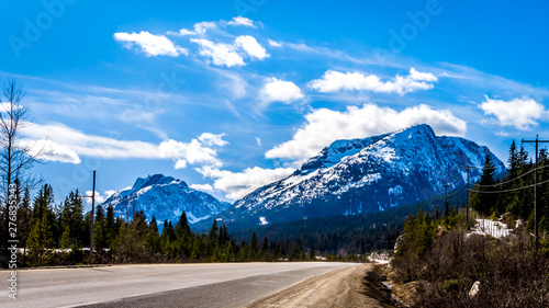 The summit of the four lane Coquihalla Highway between Hope and Merritt, as it winds through the Coast Mountains in British Columbia, Canada