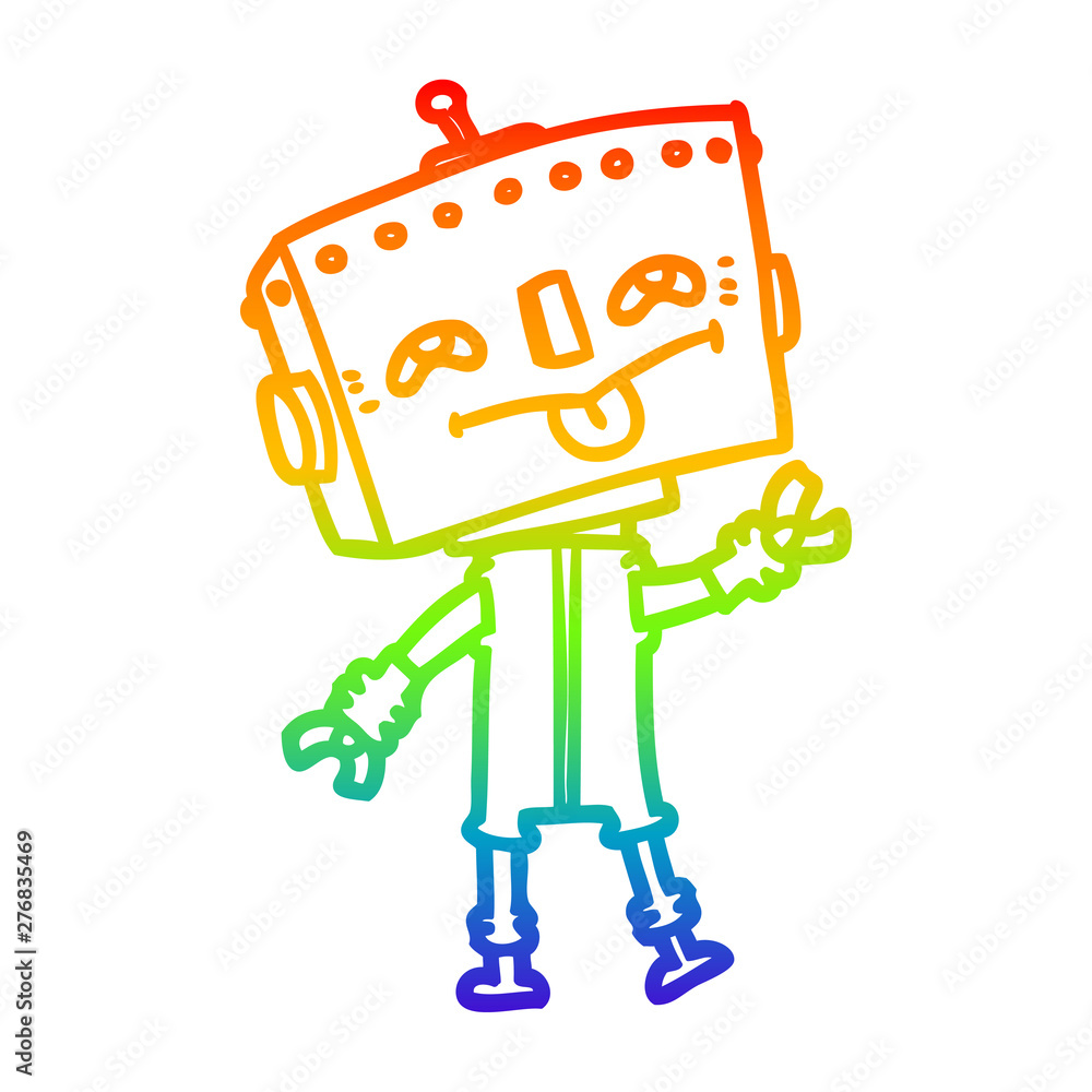 rainbow gradient line drawing cartoon robot rainbow gradient line drawing cartoon robot