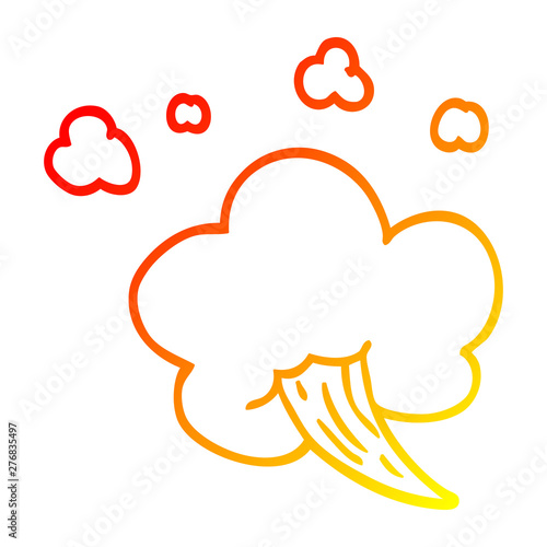 warm gradient line drawing cartoon whooshing cloud