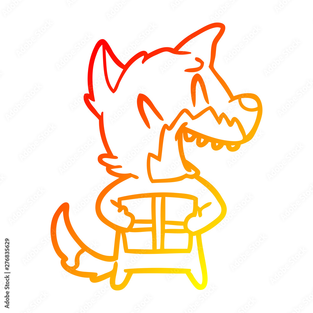 warm gradient line drawing laughing christmas fox cartoon warm gradient line drawing laughing christmas fox cartoon