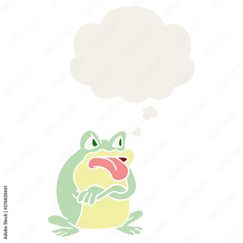 grumpy cartoon frog and thought bubble in retro style grumpy cartoon frog and thought bubble in retro style