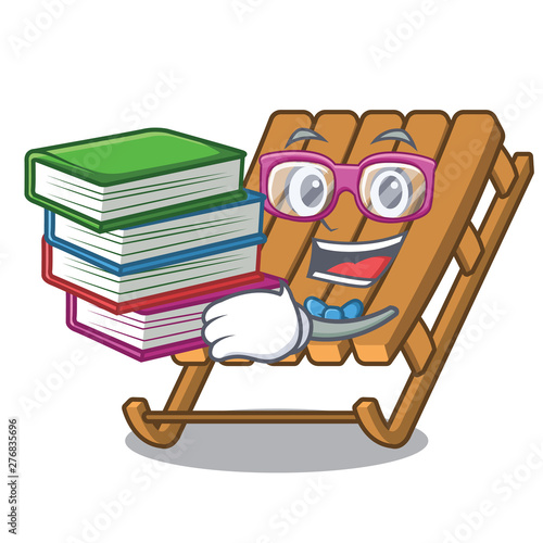 Student with book ice sled isolated with the character