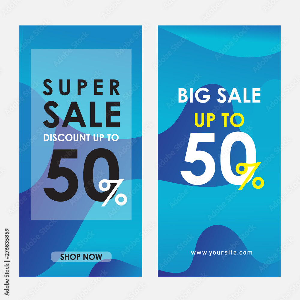 Plakat set of promotion banner template design with modern abstract fluid shape background