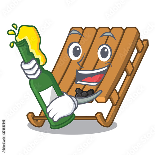 With beer ice sled isolated with the character