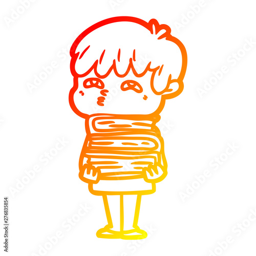 warm gradient line drawing cartoon curious man