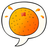 cartoon orange and speech bubble in smooth gradient style