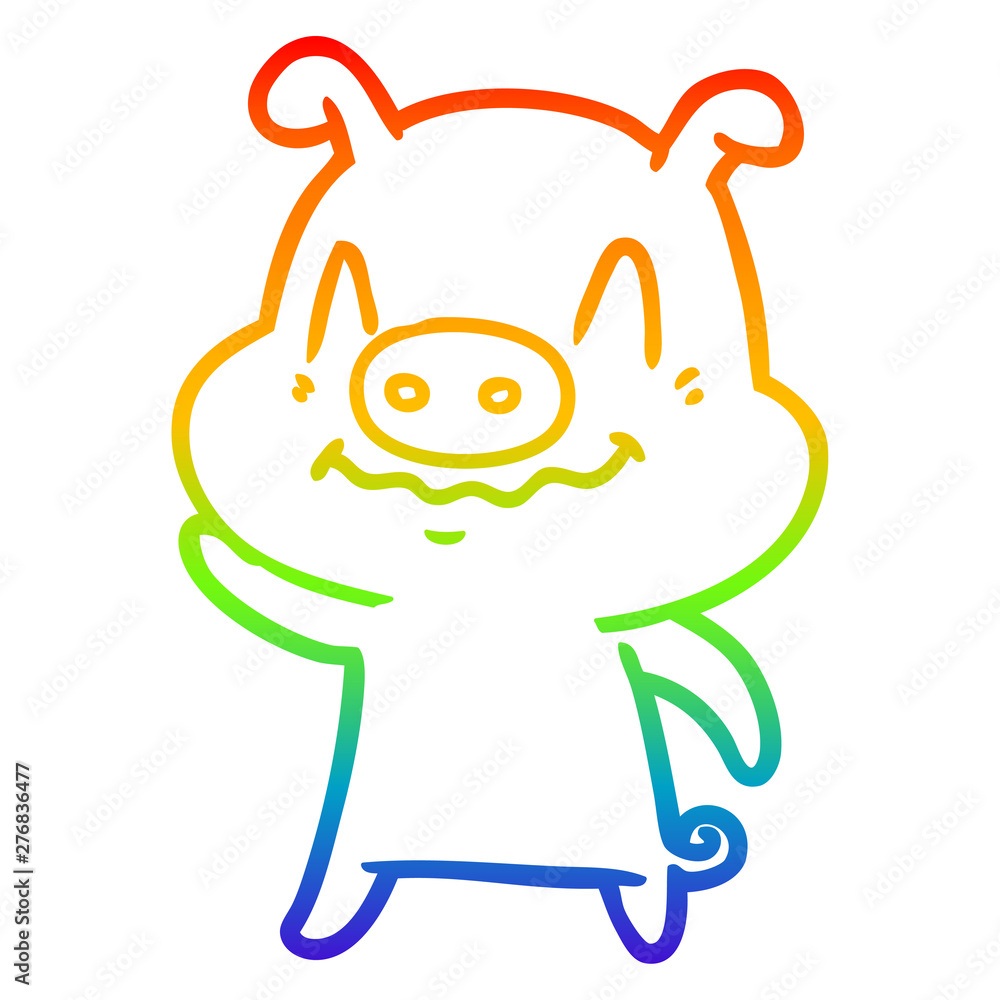 rainbow gradient line drawing nervous cartoon pig rainbow gradient line drawing nervous cartoon pig