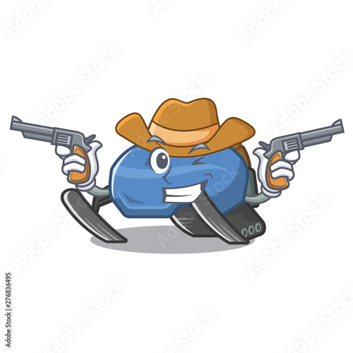 Cowboy snowmobile in the a character shape