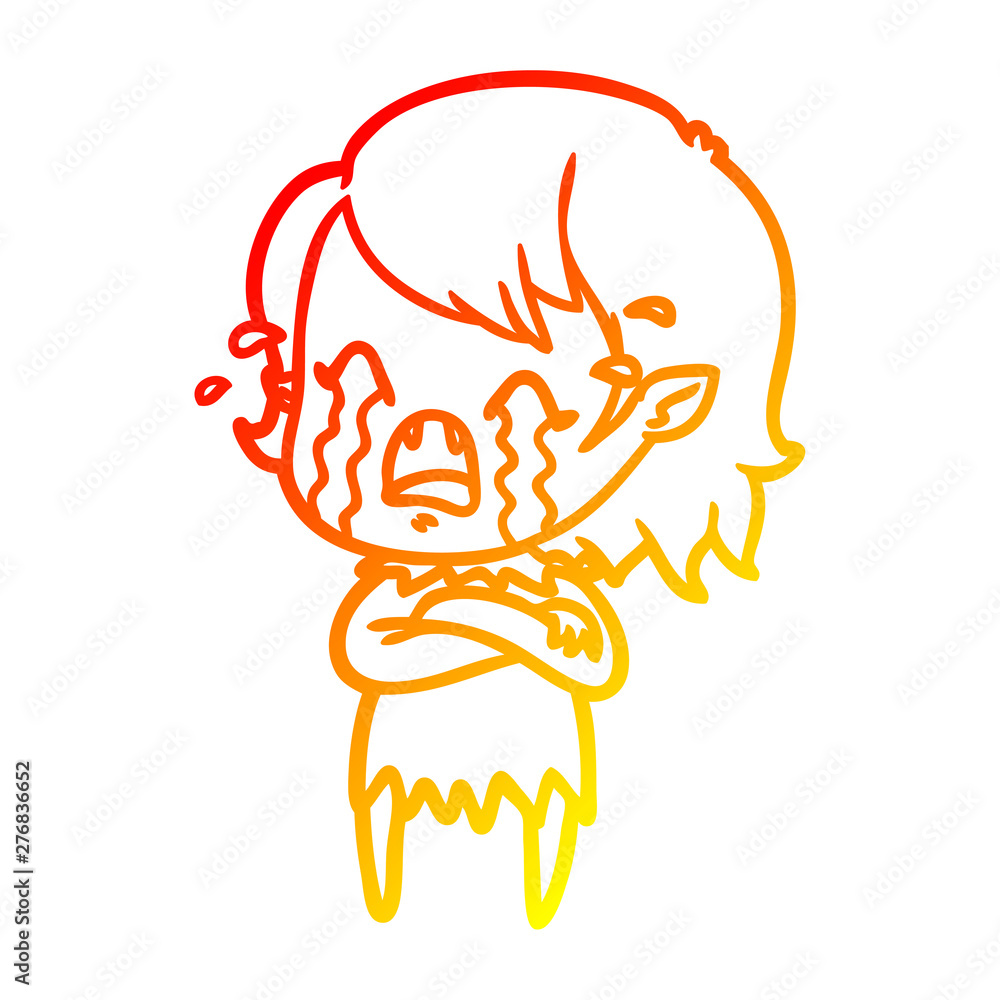 warm gradient line drawing cartoon crying vampire girl warm gradient line drawing cartoon crying vampire girl
