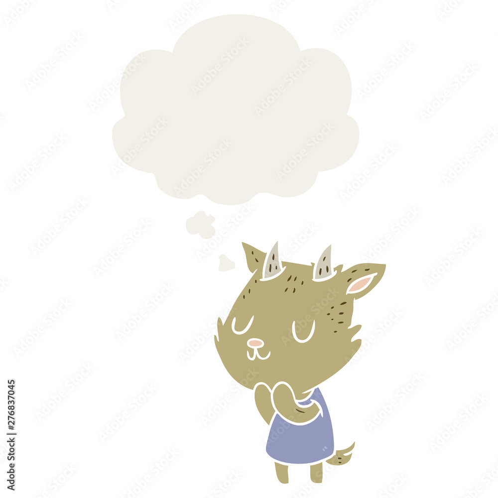 cartoon goat and thought bubble in retro style cartoon goat and thought bubble in retro style
