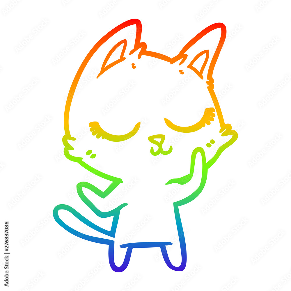 rainbow gradient line drawing calm cartoon cat rainbow gradient line drawing calm cartoon cat