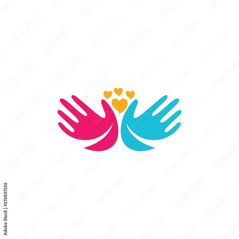 Obraz premium Adoption and Hand care, social logo template vector