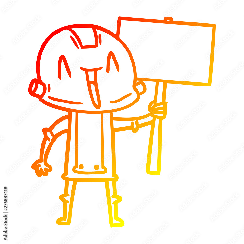 warm gradient line drawing cartoon robot warm gradient line drawing cartoon robot