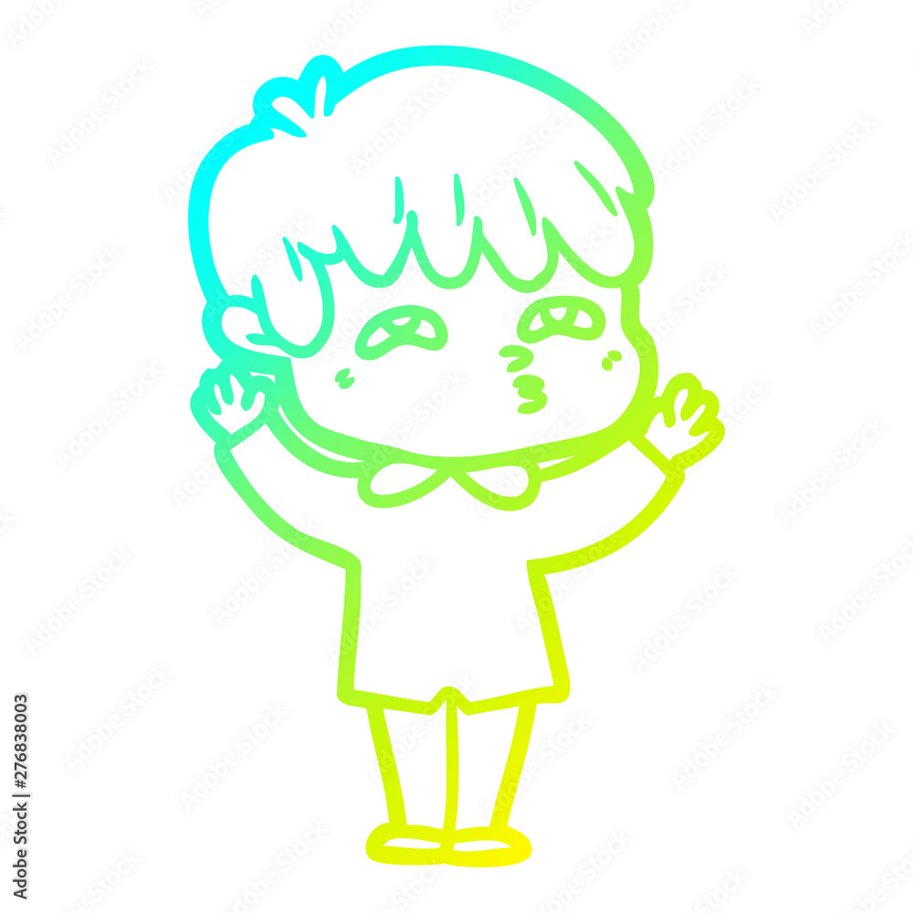 cold gradient line drawing cartoon curious man cold gradient line drawing cartoon curious man