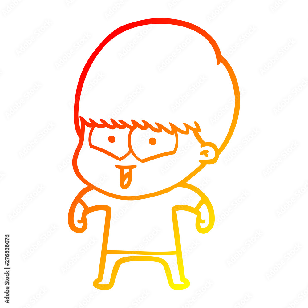 warm gradient line drawing cartoon happy boy warm gradient line drawing cartoon happy boy