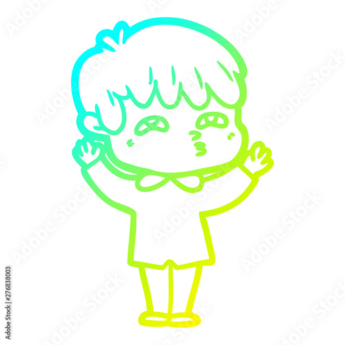 cold gradient line drawing cartoon curious man