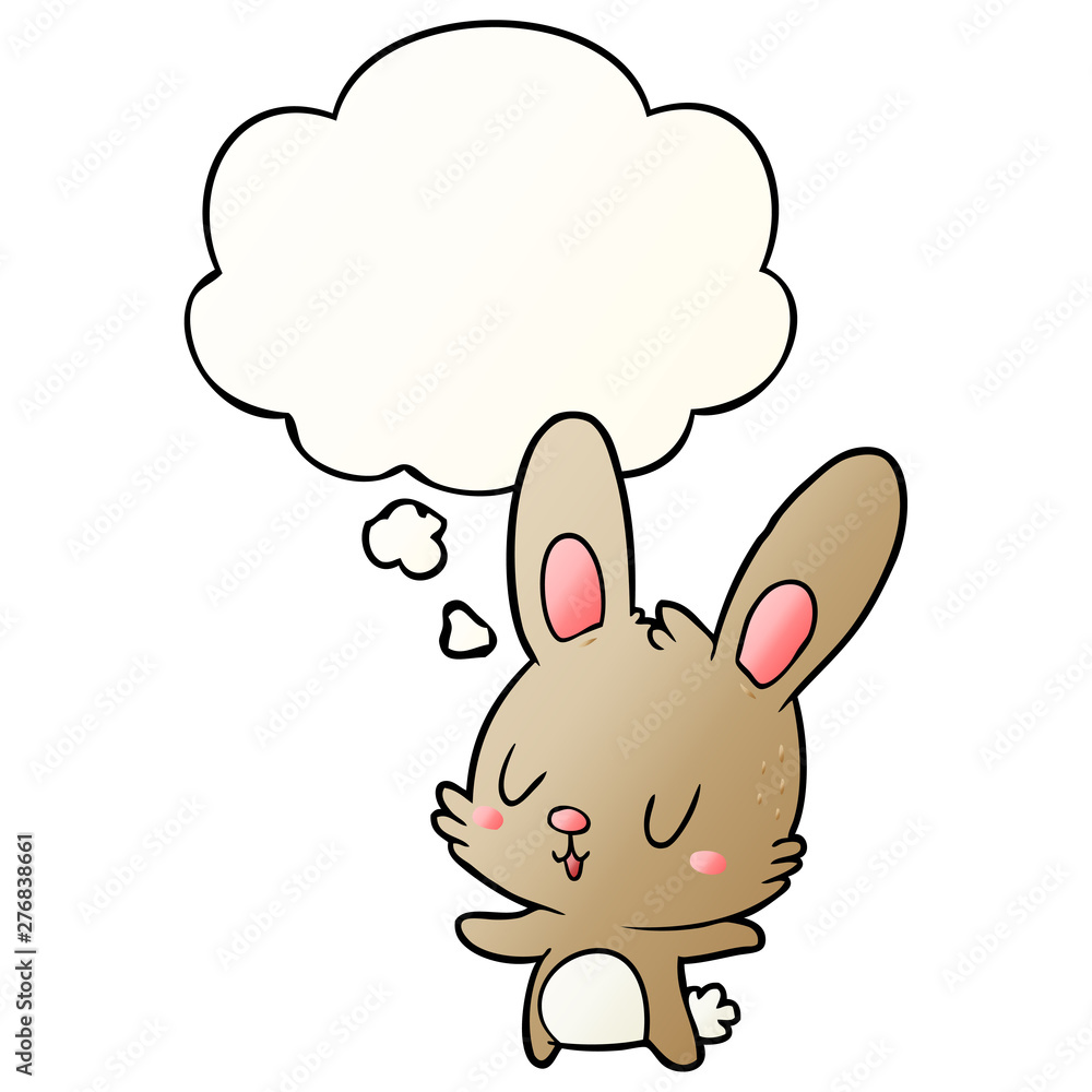 Fototapeta premium cute cartoon rabbit and thought bubble in smooth gradient style