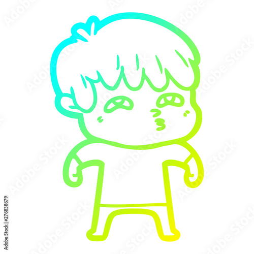cold gradient line drawing cartoon curious man