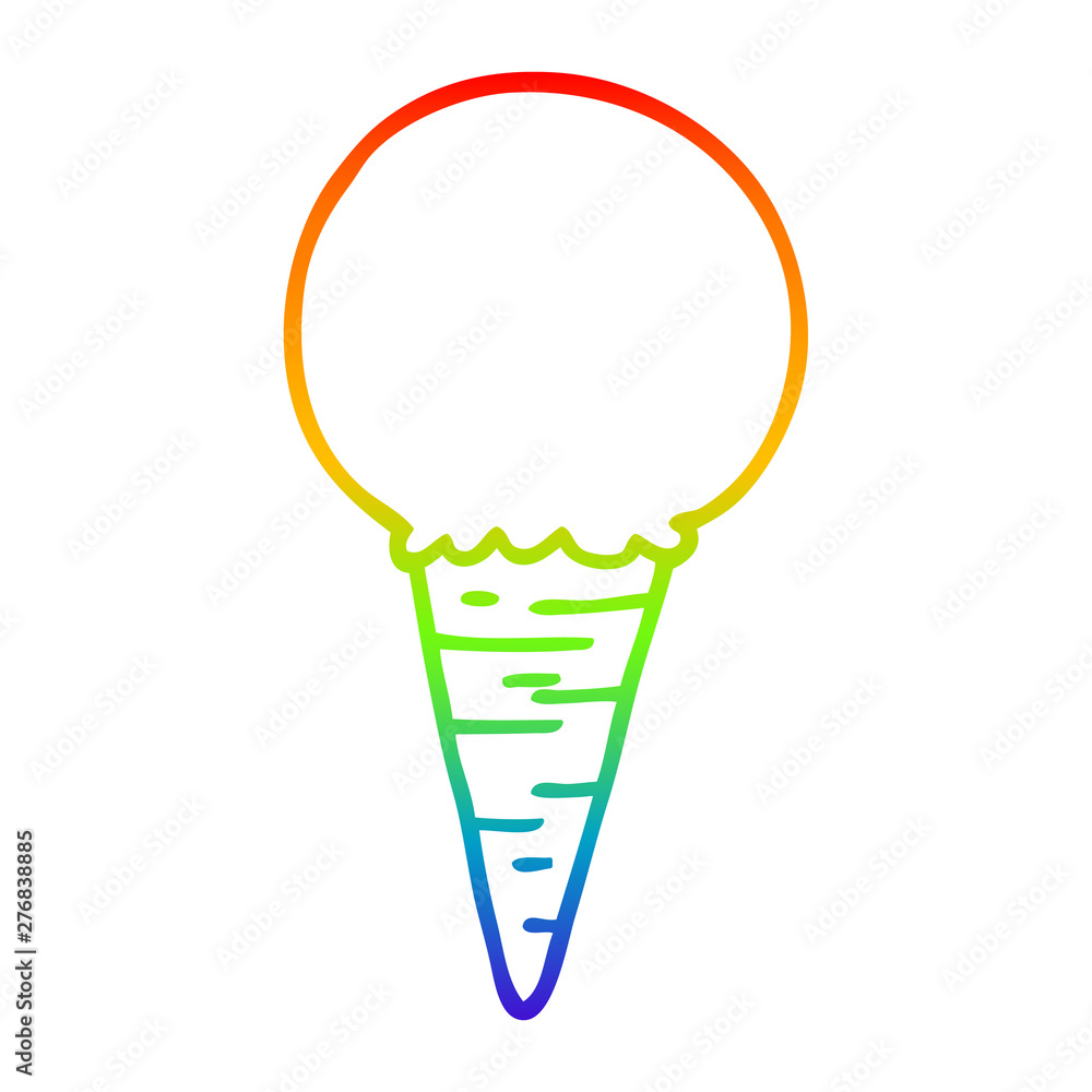 rainbow gradient line drawing cartoon ice cream cone rainbow gradient line drawing cartoon ice cream cone