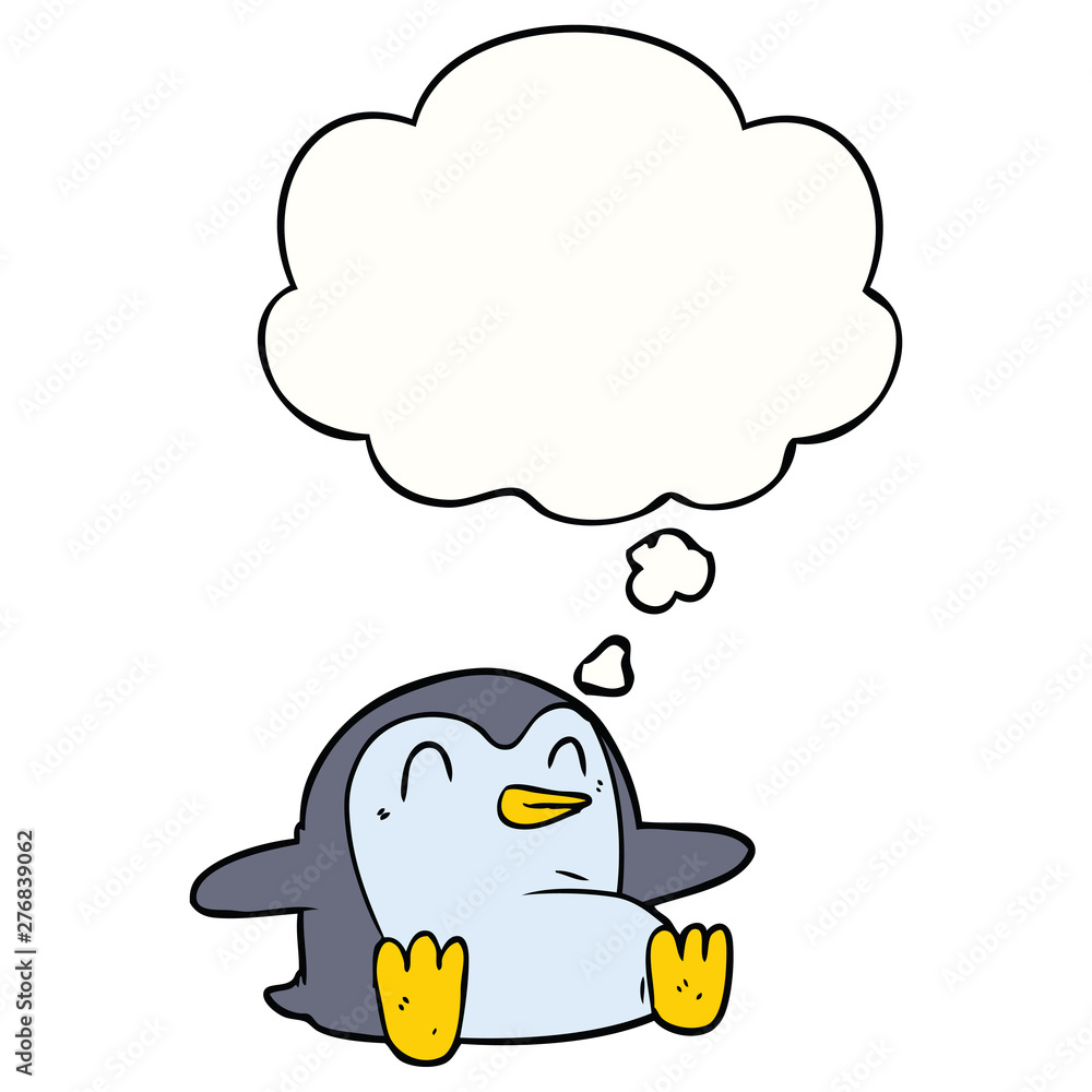 cartoon penguin and thought bubble cartoon penguin and thought bubble