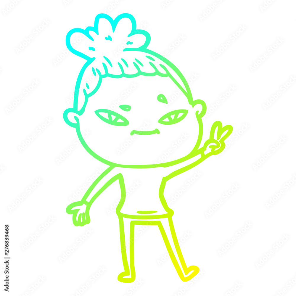 cold gradient line drawing cartoon woman cold gradient line drawing cartoon woman