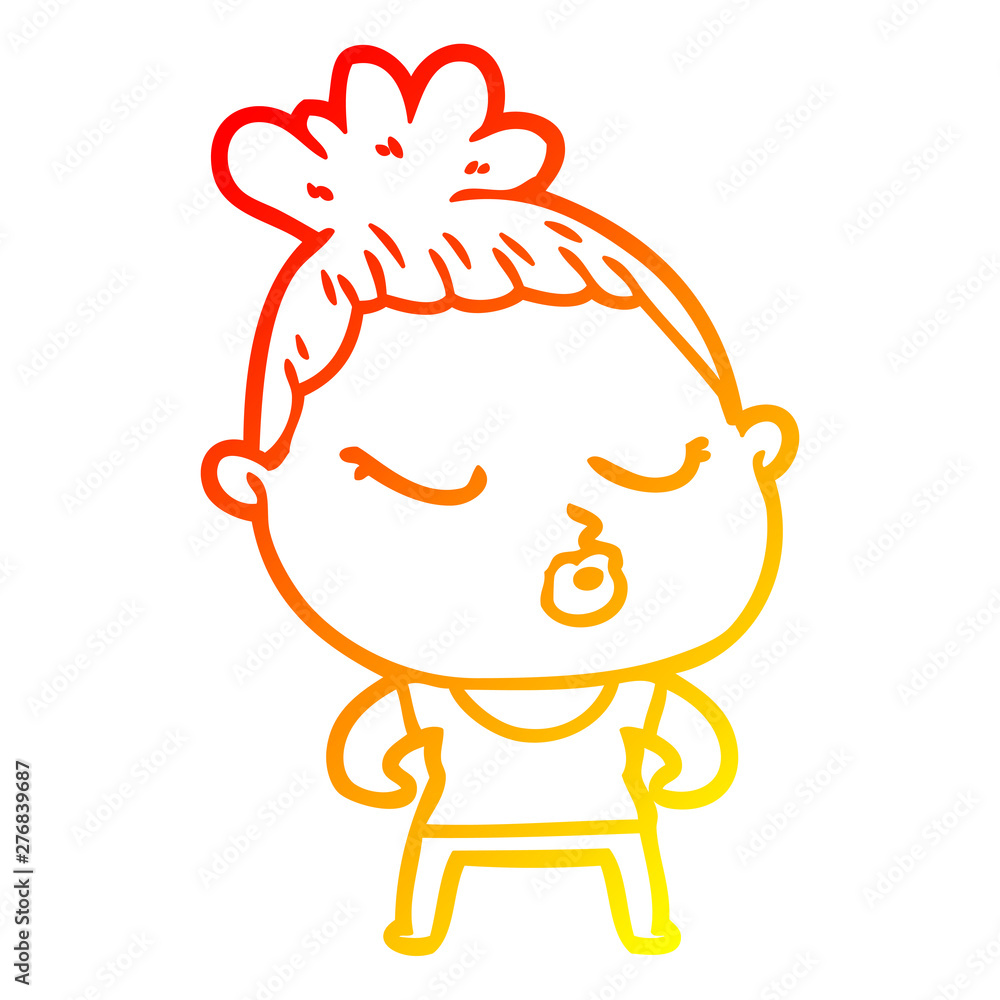 warm gradient line drawing cartoon calm woman warm gradient line drawing cartoon calm woman