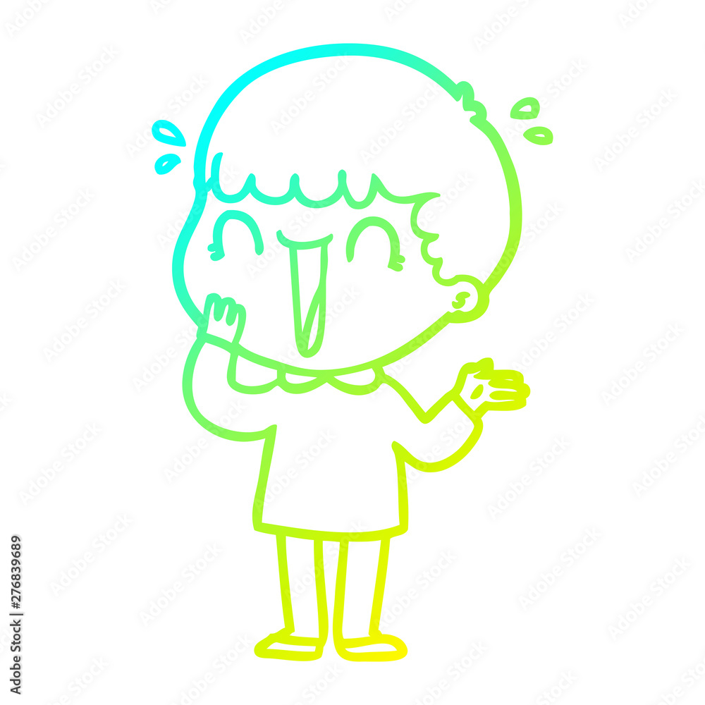 cold gradient line drawing laughing cartoon man cold gradient line drawing laughing cartoon man