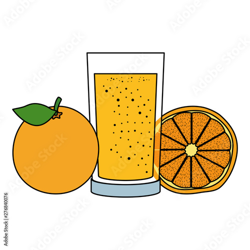 orange juice citrus fruit with glass