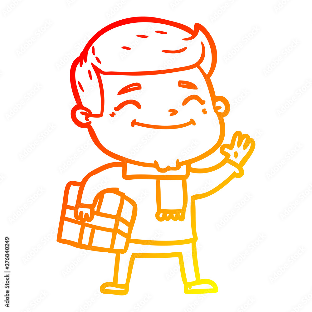 warm gradient line drawing happy cartoon man warm gradient line drawing happy cartoon man