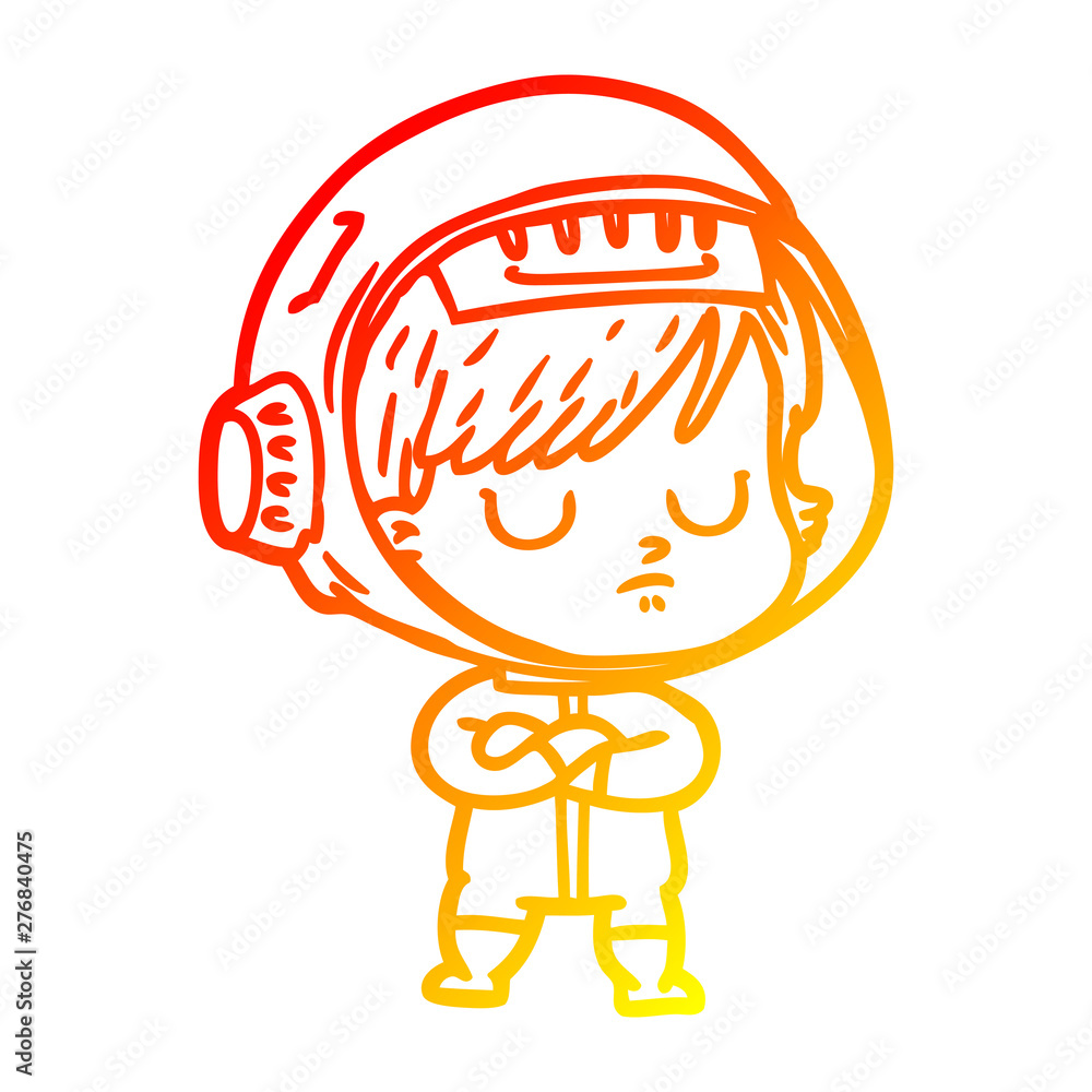 warm gradient line drawing cartoon astronaut woman warm gradient line drawing cartoon astronaut woman