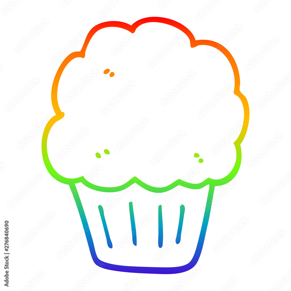 rainbow gradient line drawing cartoon cupcake rainbow gradient line drawing cartoon cupcake