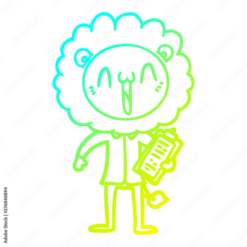 cold gradient line drawing happy cartoon lion cold gradient line drawing happy cartoon lion