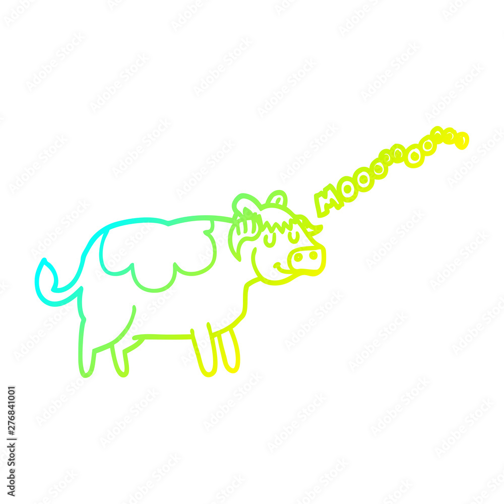 Obraz premium cold gradient line drawing cartoon cow