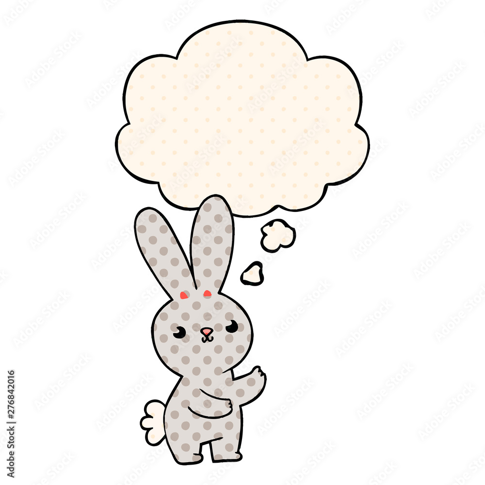 cute cartoon rabbit and thought bubble in comic book style cute cartoon rabbit and thought bubble in comic book style
