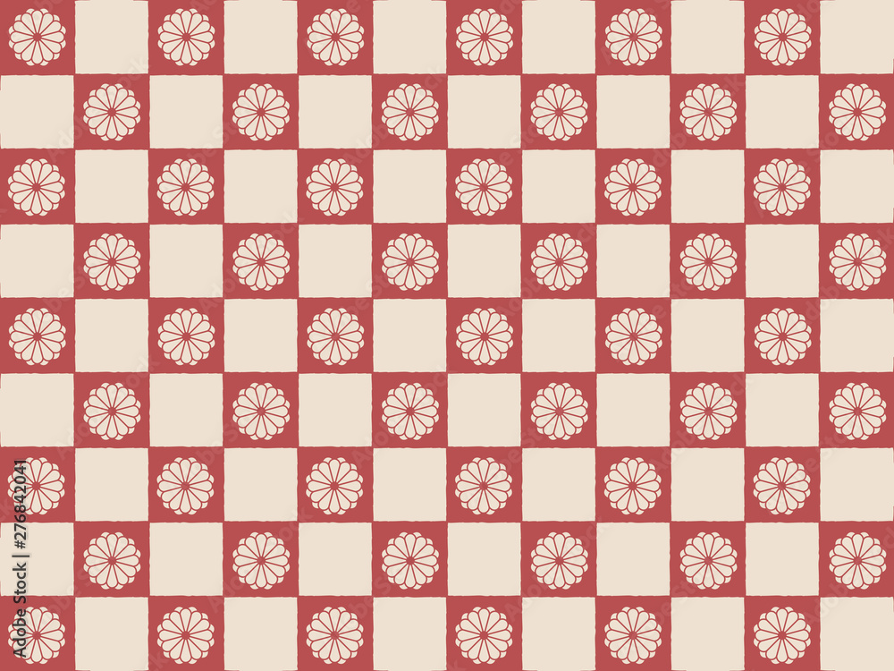 Obraz premium Japanese traditional Checker and flower pattern vector background 