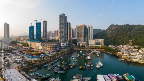 Hong Kong residential district with the sea