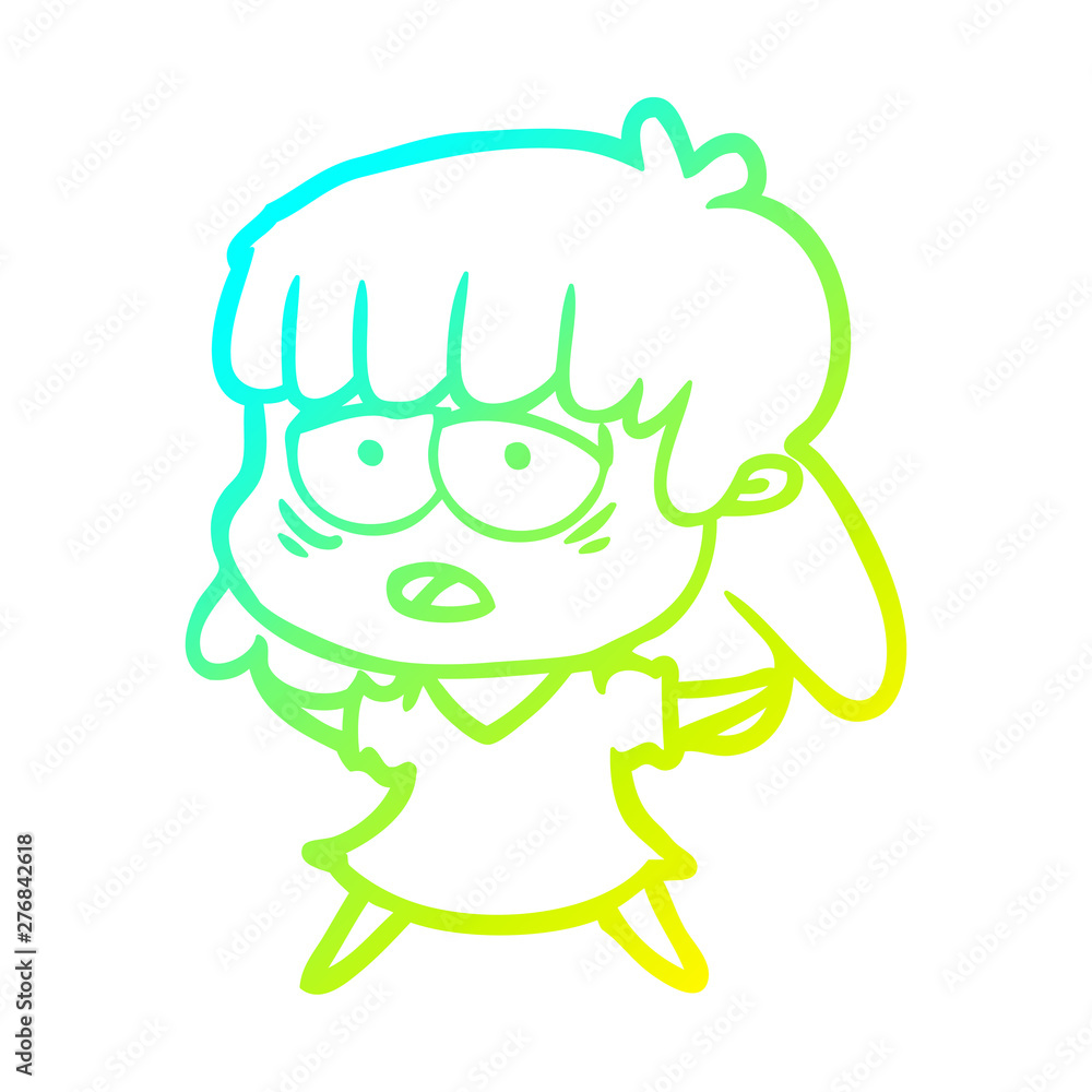 cold gradient line drawing cartoon tired woman cold gradient line drawing cartoon tired woman