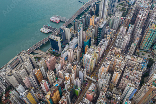 Top down view of Hong Kong apartment building