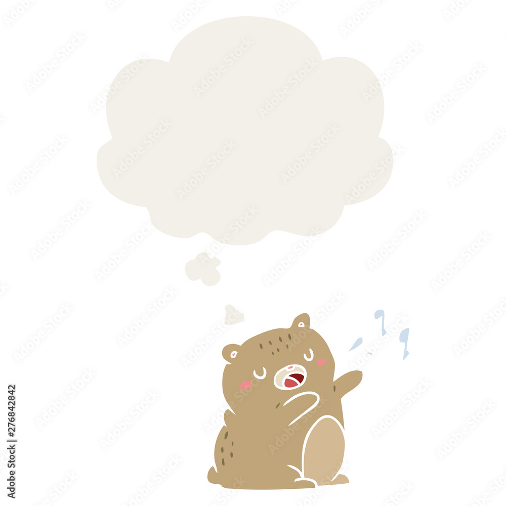 cartoon singing bear and thought bubble in retro style cartoon singing bear and thought bubble in retro style