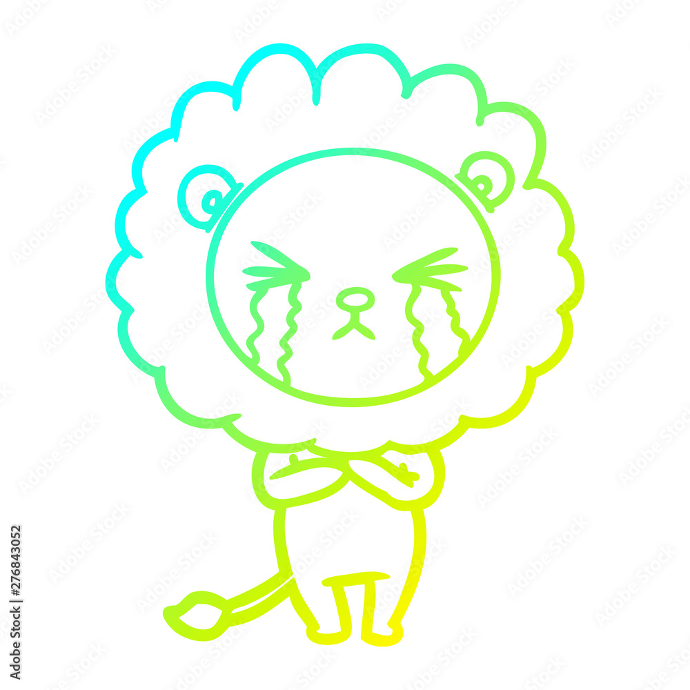 cold gradient line drawing cartoon crying lion cold gradient line drawing cartoon crying lion